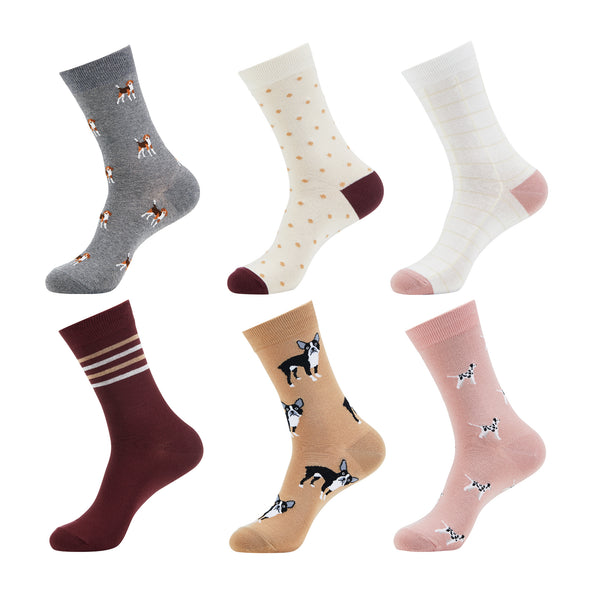 Grappige sokken - Dames - 6 Paar - Maat 36-40 - Honden Patroon