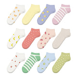 Grappige sokken - Vrolijke Lage Onzichtbare Fruitige Sokken - Dames - 12 Paar - Maat 36-40 - Fruit Patroon - Perfect Cadeau