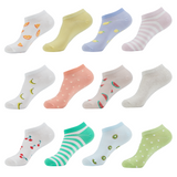 Grappige sokken - Vrolijke Lage Onzichtbare Fruitige Sokken - Dames - 12 Paar - Maat 36-40 - Fruit Patroon - Perfect Cadeau
