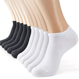 Witte en Zwarte Enkelsokken - Heren, Dames, Unisex - 10 Paar - Wit en Zwart - Gerecycled Plastic Polyester