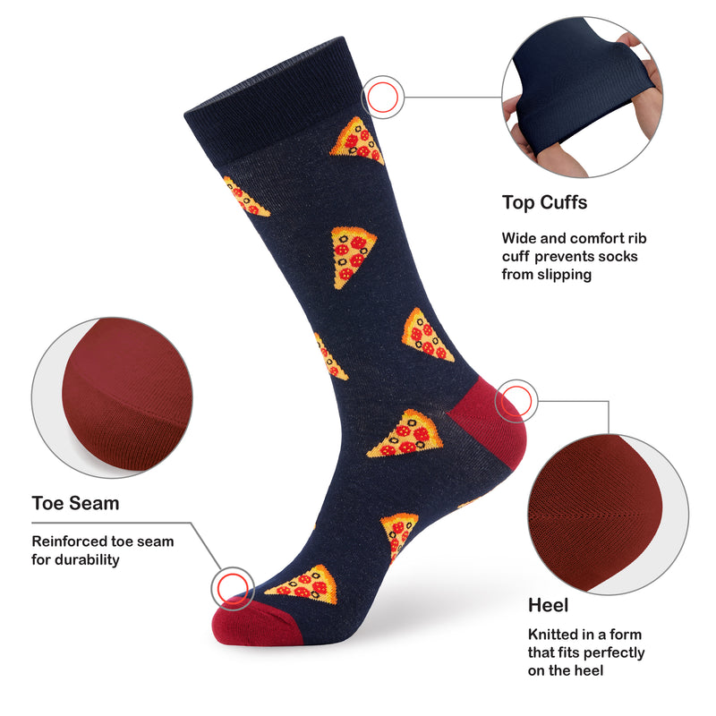 Vrolijke Kleurrijke Warme Sokken - Heren - 6 Paar - Pizza - Perfect Cadeau