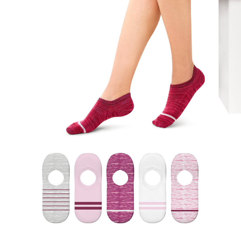 Grappige sokken - Vrolijke Kleurrijke Onzichtbare Sokken - Dames - 5 Paar - Roze - Cadeau voor Haar