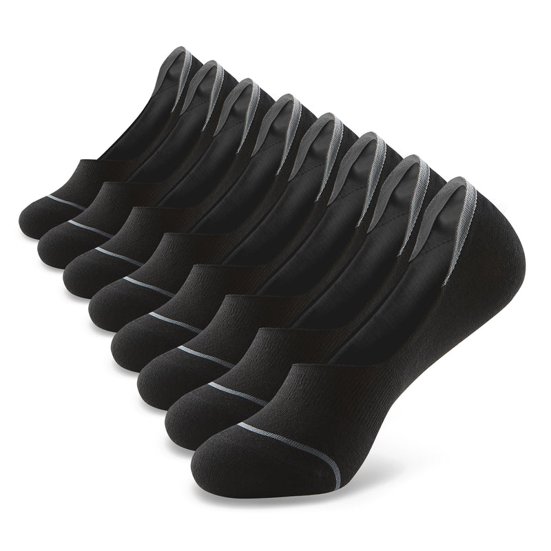 Zwarte Onzichtbare Lage Sokken met Verstevigende Zool - Heren, Dames, Unisex - 8 Paar - Zwart - Elastisch en Ademend