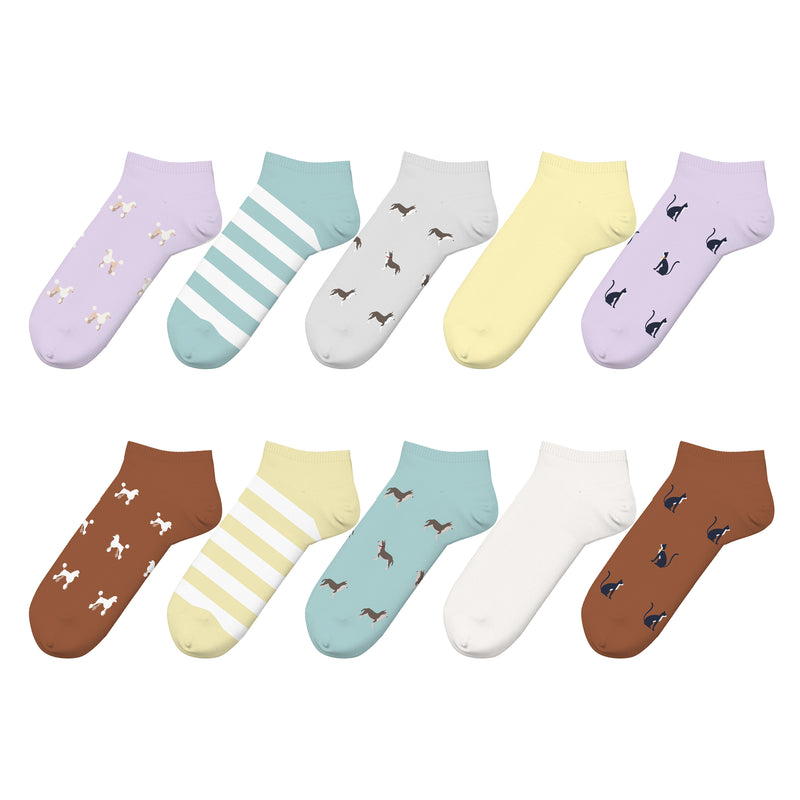 Grappige sokken - Vrolijke Lage Onzichtbare Sokken - Unisex - 10 Paar - Maat 36-38 - Dieren Patroon - Perfect Cadeau