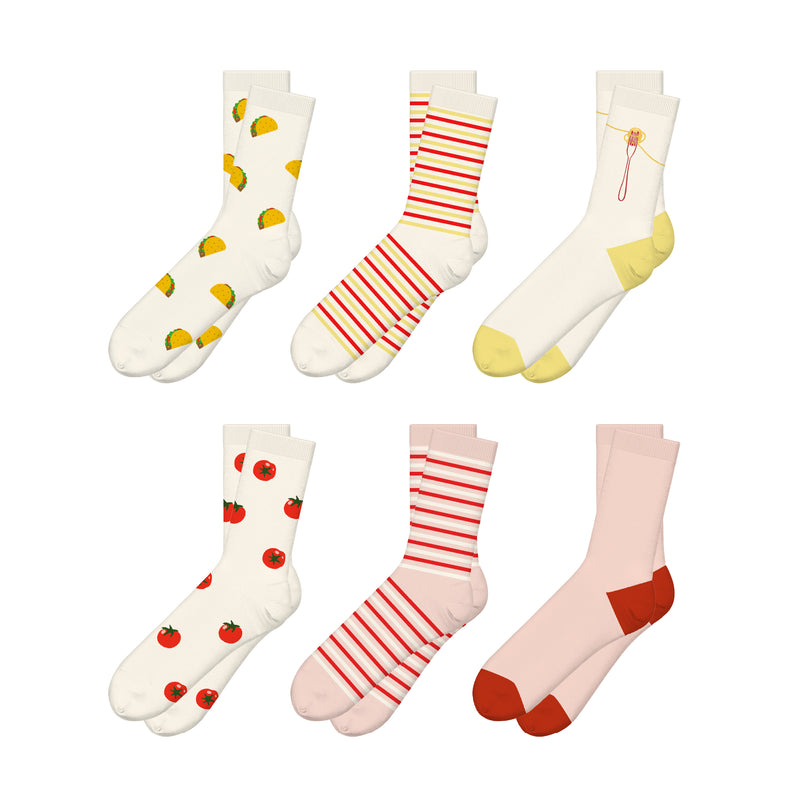 Grappige sokken - Vrolijke Kleurrijke Sokken - Dames - 6 Paar - Maat 36-38 - Tomaat - Perfect Cadeau voor Haar