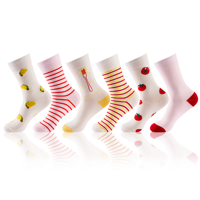 Vrolijke Kleurrijke Sokken - Dames - 6 Paar - Maat 36-38 - Tomaat - Perfect Cadeau voor Haar