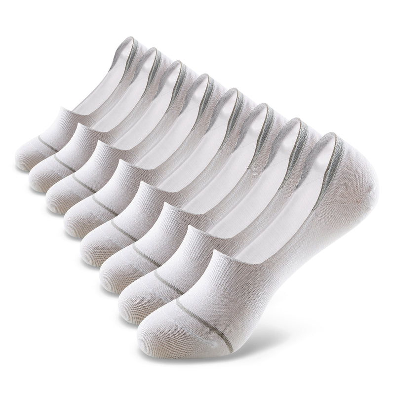 Witte Onzichtbare Lage Sokken met Siliconen Grip - Heren, Dames, Unisex - 8 Paar - Wit - Elastisch en Ademend