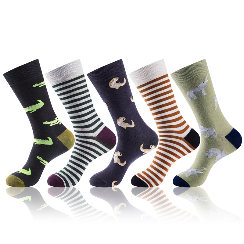 Grappige sokken - Vrolijke Kleurrijke Warme Exotische Dieren Sokken - Unisex - 5 Paar - Maat 39/43 - Exotische Dieren Patroon - Perfect Cadeau